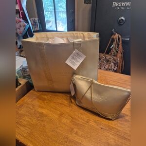 Jimmy Choo Gold Tote and Clutch Set